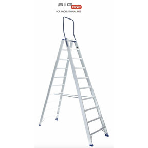 Dubbele trapladder 2x10-treden- stahoogte 2.50m