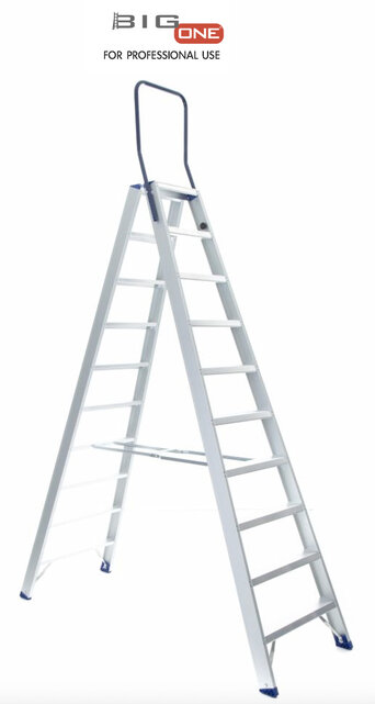Dubbele trapladder 2x10-treden- stahoogte 2.50m