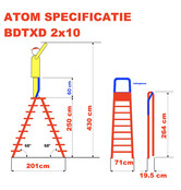Dubbele trapladder 2x10-treden- stahoogte 2.50m