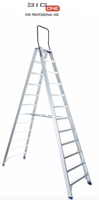 Dubbele trapladder 2x12-treden- stahoogte 3.00m