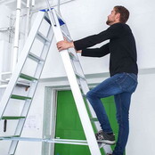 Dubbele trapladder 2x12-treden- stahoogte 3.00m