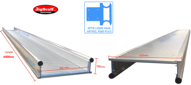 6.00m werkbrug model recto-verso