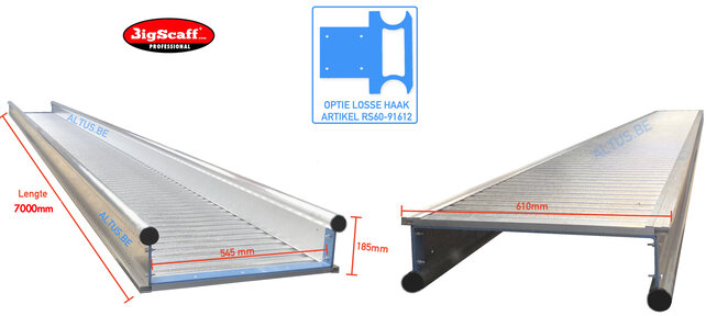 7.00m werkbrug model recto-verso