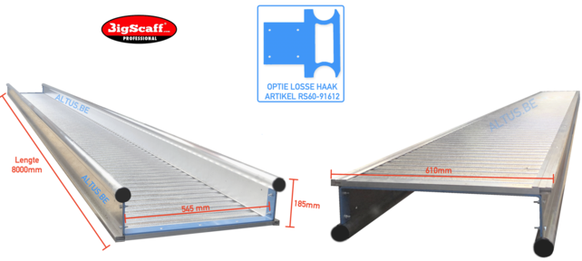 8.00m werkbrug model recto-verso