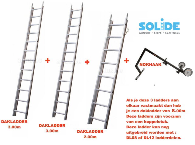 8.00m dakladderset solide easy-fit