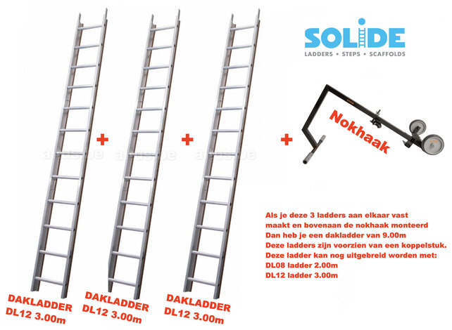 9.00m dakladderset solide easy-fit