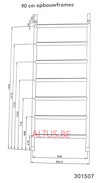 RS Tower 51-S met Safe-Quick 0.90(B) x 2.45(L) x 6.20m (VH) = 8.20m (WH)