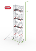 RS Tower 51-S met Safe-Quick 0.90(B) x 2.45(L) x 7.20m (VH) = 9.20m (WH)
