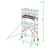 RS Tower 51-S met Safe-Quick 0.90(B) x 3.05(L) x 3.20m (VH) = 5.20m (WH)