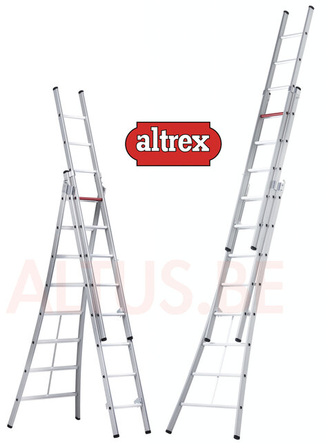 2.50 - 5.30m 3-delige reformladder 3 x  8 treden Ventoux