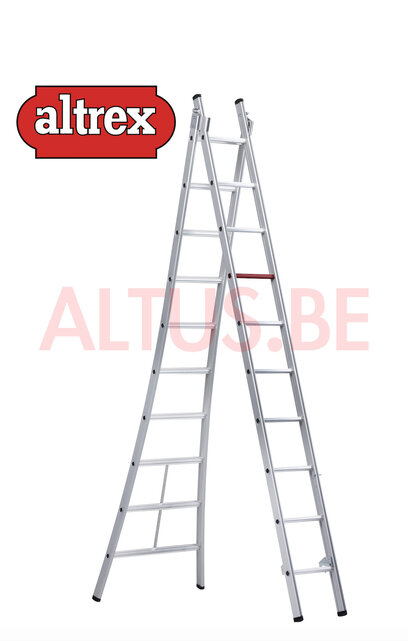 3.06 - 5.02m 2-delige reformladder 2 x  10 treden Ventoux