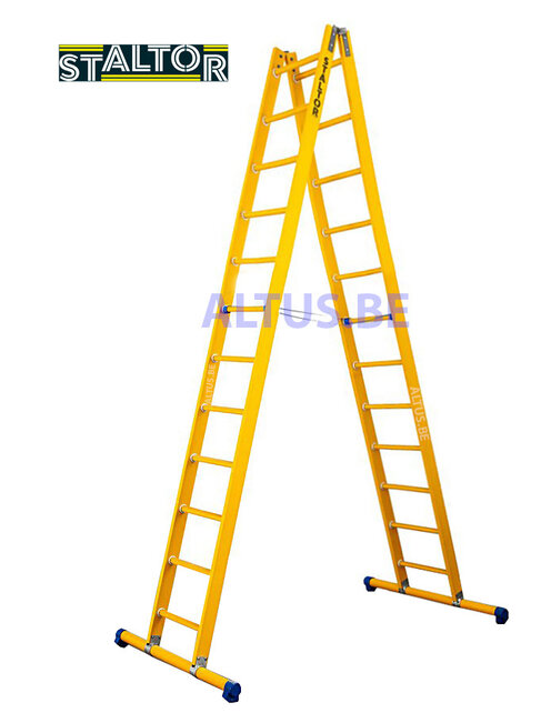 Dubbele GVK ladder 2x12 sporten met stabibalk