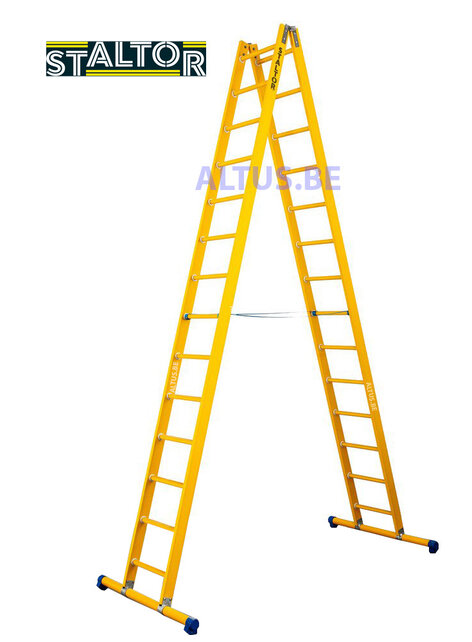 Dubbele GVK ladder 2x14 sporten met stabibalk