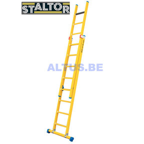 2-delige GVK opsteekladder 2x9 sporten met stabibalk