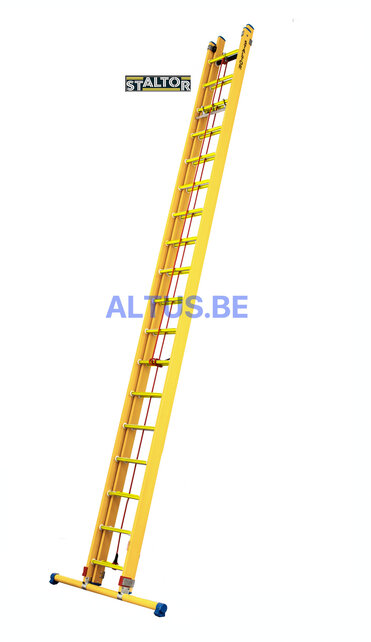 2-delige GVK schuifladder met touw 2x18 sporten met stabibalk