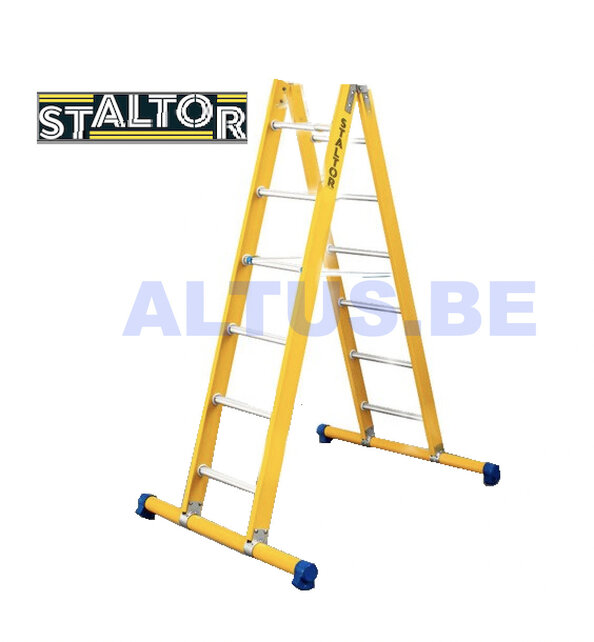 Dubbele GVK ladder 2x6 alu sporten met stabibalk