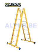 Dubbele GVK ladder 2x7 alu sporten met stabibalk