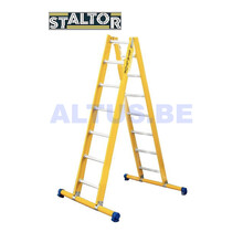 Dubbele GVK ladder 2x7 alu sporten met stabibalk