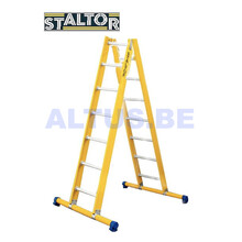Dubbele GVK ladder 2x7 alu sporten met stabibalk