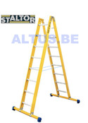 Dubbele GVK ladder 2x8 alu sporten met stabibalk