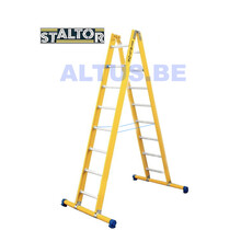Dubbele GVK ladder 2x8 alu sporten met stabibalk