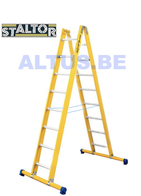 Dubbele GVK ladder 2x8 alu sporten met stabibalk