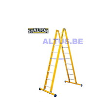 Dubbele GVK ladder 2x9 alu sporten met stabibalk
