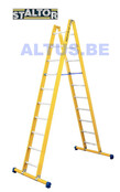 Dubbele GVK ladder 2x10 alu sporten met stabibalk