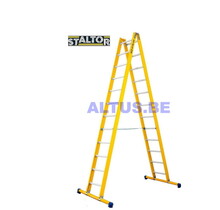 Dubbele GVK ladder 2x12 alu sporten met stabibalk