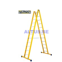 Dubbele GVK ladder 2x12 alu sporten met stabibalk