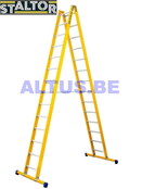 Dubbele GVK ladder 2x14 alu sporten met stabibalk