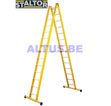 Dubbele GVK ladder 2x14 alu sporten met stabibalk