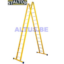 Dubbele GVK ladder 2x14 alu sporten met stabibalk