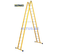 Dubbele GVK ladder 2x16 alu sporten met stabibalk