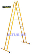 Dubbele GVK ladder 2x18 alu sporten met stabibalk