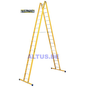 Dubbele GVK ladder 2x18 alu sporten met stabibalk