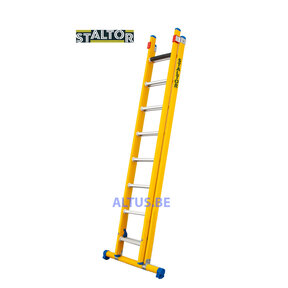 2-delige GVK opsteekladder 2x8 alu sporten met stabibalk