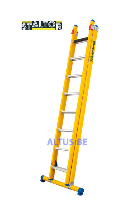 2-delige GVK opsteekladder 2x8 alu sporten met stabibalk