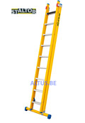 2-delige GVK opsteekladder 2x9 alu sporten met stabibalk