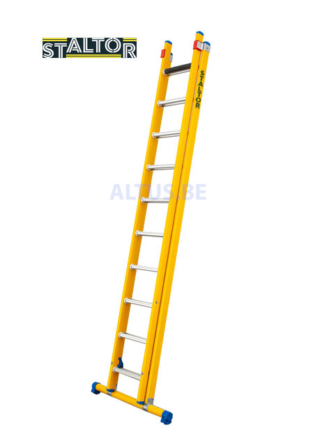 2-delige GVK opsteekladder 2x10 alu sporten met stabibalk