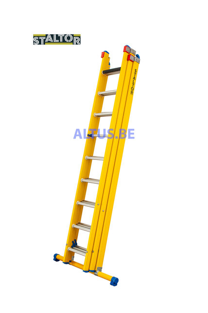 3-delige GVK opsteekladder 3x9 alu sporten met stabibalk