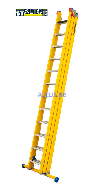 3-delige GVK opsteekladder 3x12 alu sporten met stabibalk