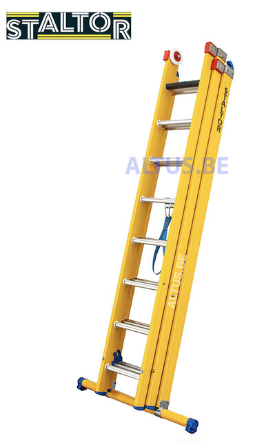 3-delige GVK omvormladder 3x8 alu sporten met stabibalk