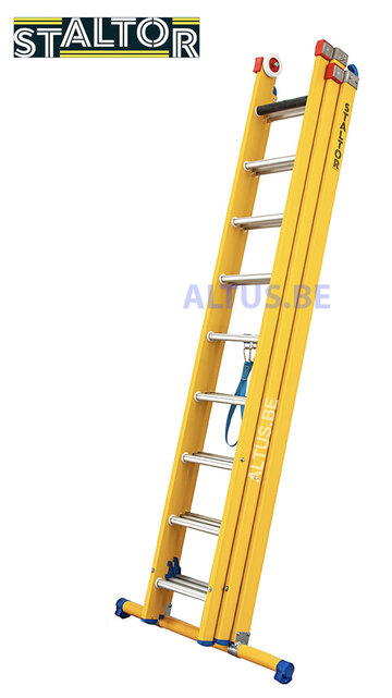 3-delige GVK omvormladder 3x9 alu sporten met stabibalk