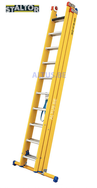 3-delige GVK omvormladder 3x10 alu sporten met stabibalk