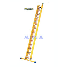 2-delige GVK schuifladder met touw 2x14 alu sporten met stabibalk