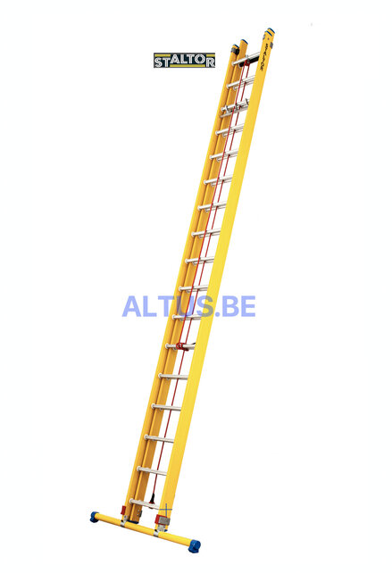 2-delige GVK schuifladder met touw 2x17 alu sporten met stabibalk