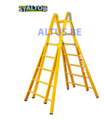 Dubbele GVK ladder 2x7 sporten verbrede basis opengaande bomen