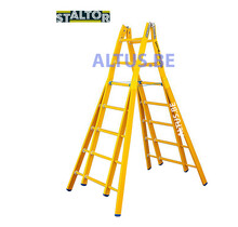 Dubbele GVK ladder 2x7 sporten verbrede basis opengaande bomen