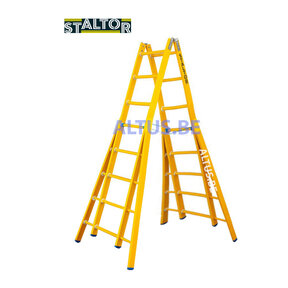 Dubbele GVK ladder 2x8 sporten verbrede basis opengaande bomen